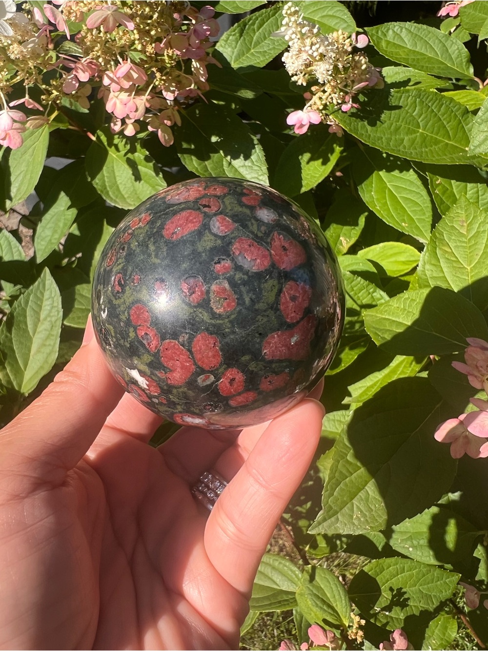 Plum (2) blossom Jasper sphere | Crystal